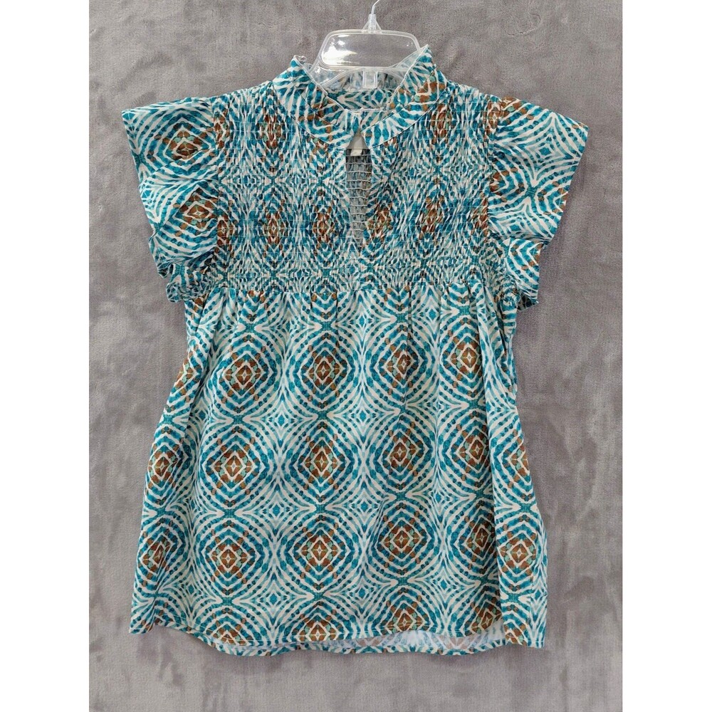 Marigold by Victoria Dunn Layla Geometric Top Women's Small Babydoll Peasant